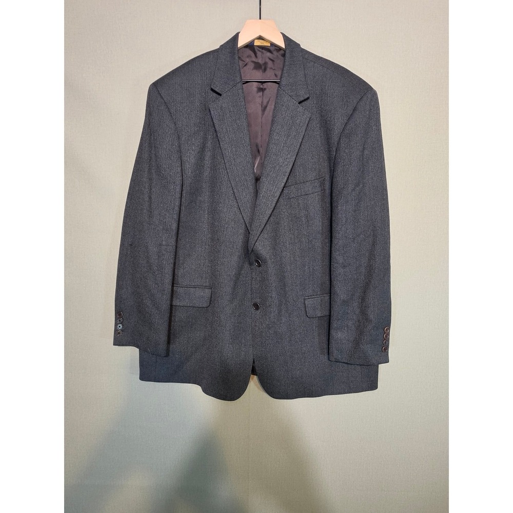 Brooks Brothers 346 Grey Herringbone Lambswool Blazer Sport Coat Mens 48 RG